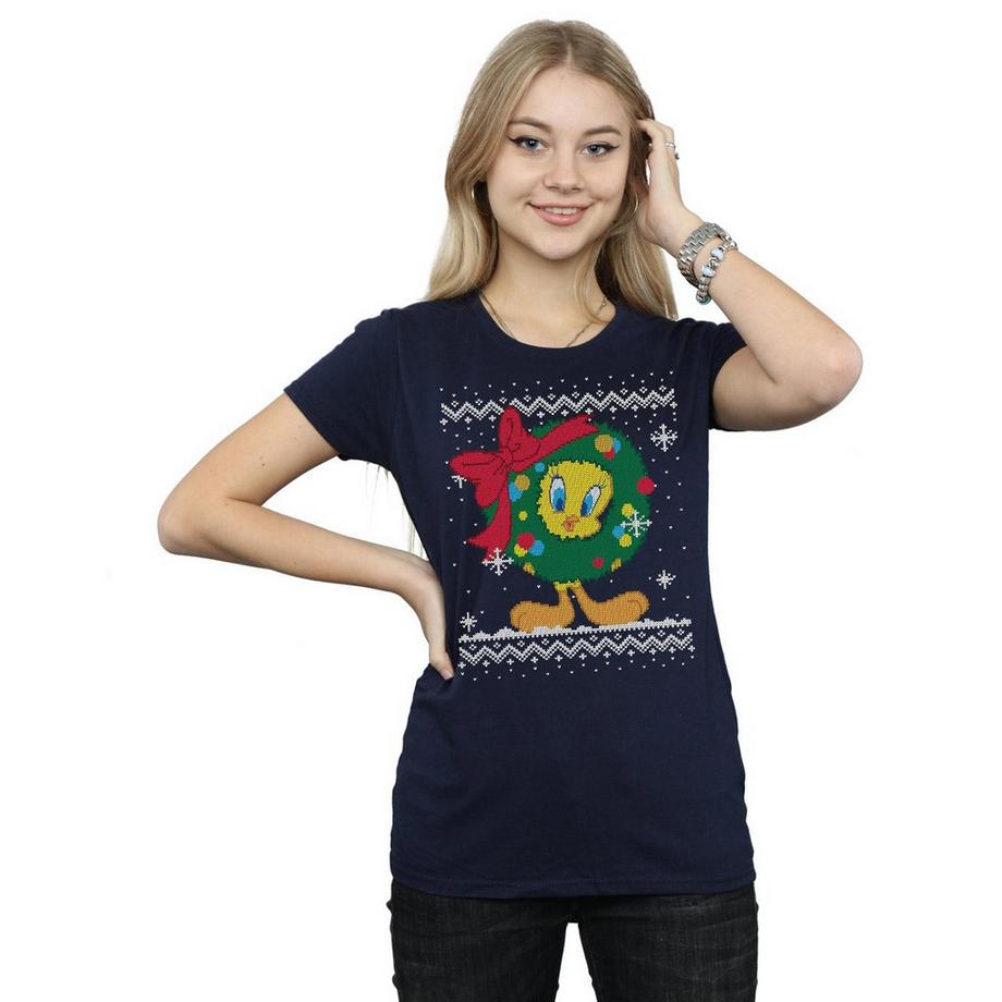 LOONEY TUNES Tweety Pie Christmas Fair Isle T-Shirt  