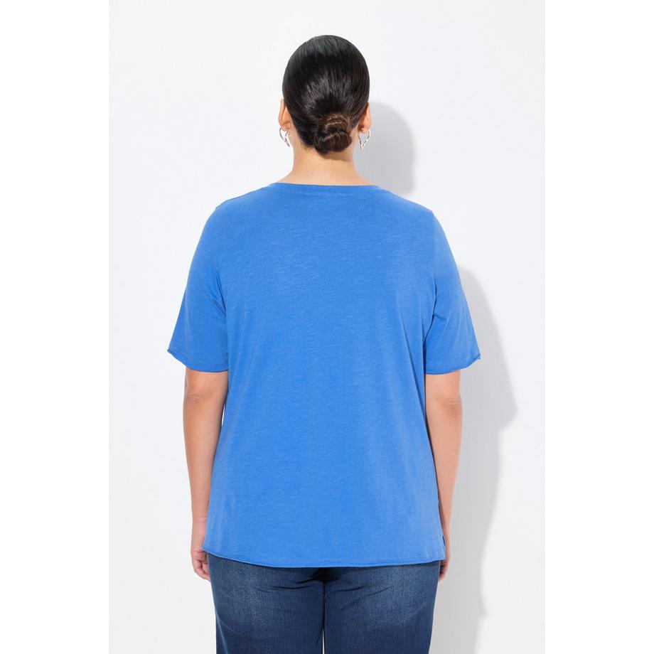 Ulla Popken T-shirt Animaux Col en V Manches Courtes Coupe Évasée  