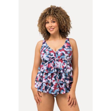 Ulla Popken  Tankini con coppe morbide, volant, spalline regolabili e materiale riciclato 