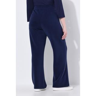 Ulla Popken Pantaloni di Felpa Gamba Larga Dritta Nervature Cintura Elastica  