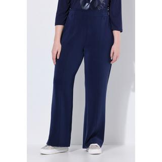 Ulla Popken Pantaloni di Felpa Gamba Larga Dritta Nervature Cintura Elastica  