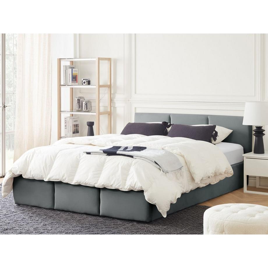 Beliani Lit avec coffre de rangement en Velours BOUSSE  