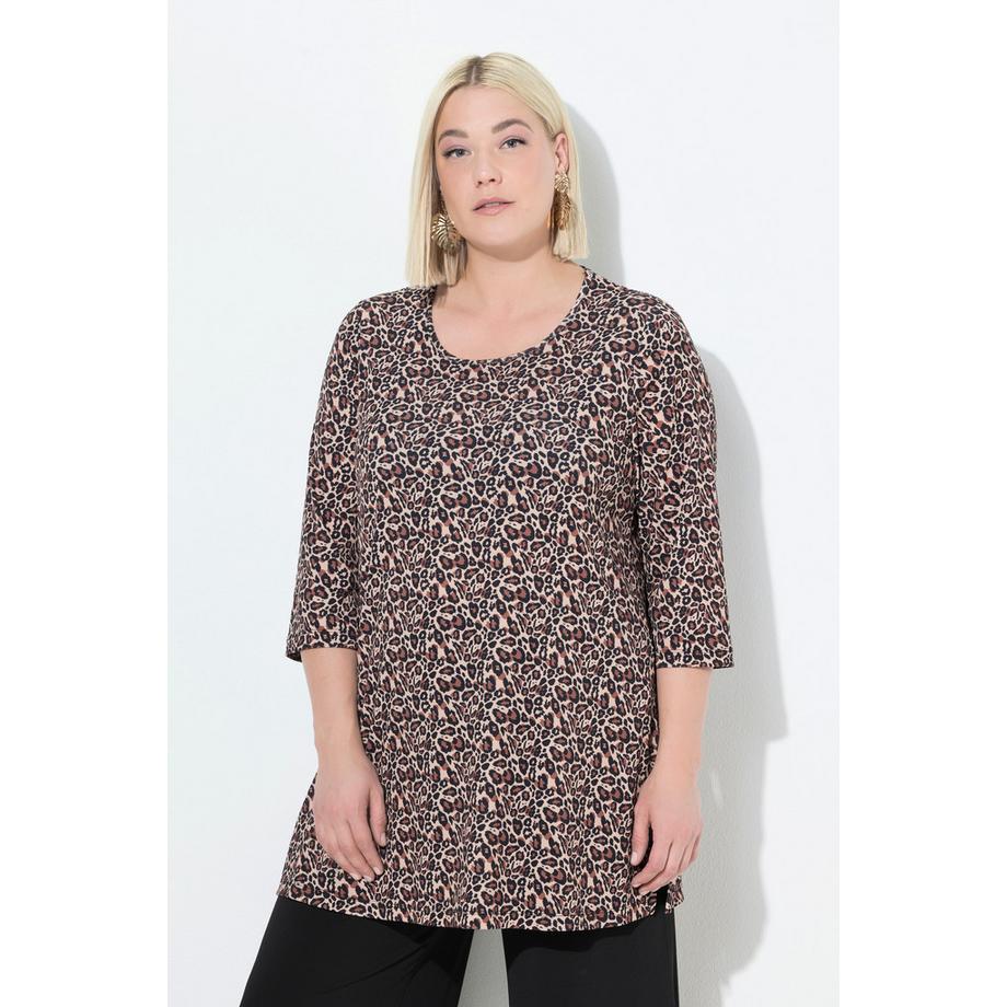 Ulla Popken T-shirt long A-line Col rond Manches 3/4  