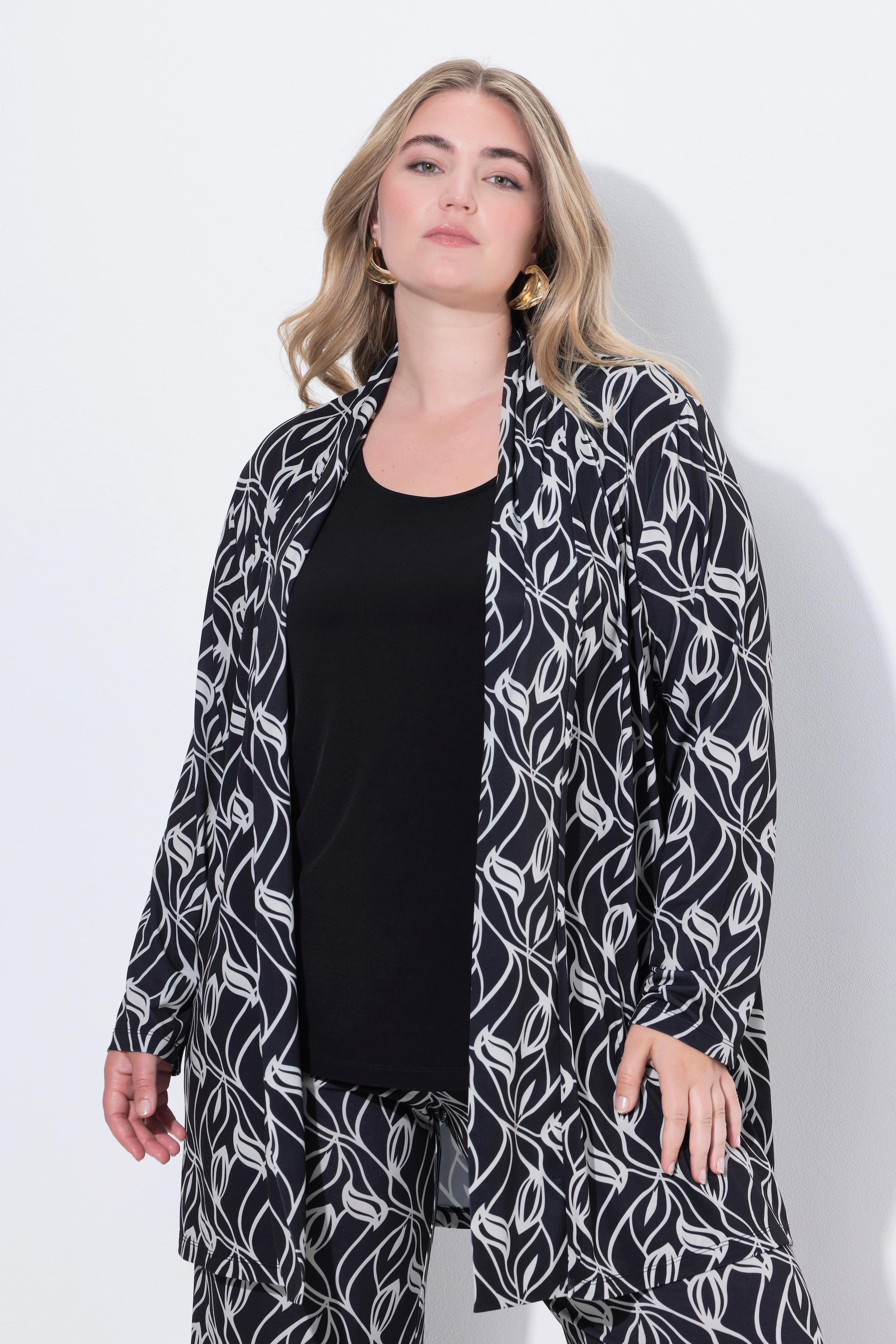 Ulla Popken Jerseyjacke A-Linie Schalkragen  