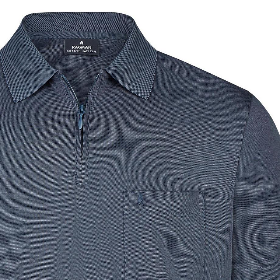 Ragman Basic Poloshirt mit Reissverschluss  