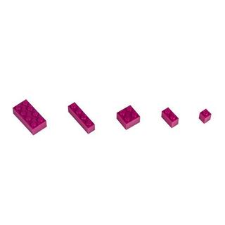 Q-BRICKS      Dieses Farbset mit verschiedenen Ziegelgrößen eignet sich für kreative Bauideen. Das Set enthält 300 Steine ​​in den Abmessungen 1×1 (60 Stück), 1×2 (60 Stück), 1×4 (60 Stück), 2×2 (60 Stück) und 2×4 (60 Stück). RAL-Farbe: Verkehrs 624            