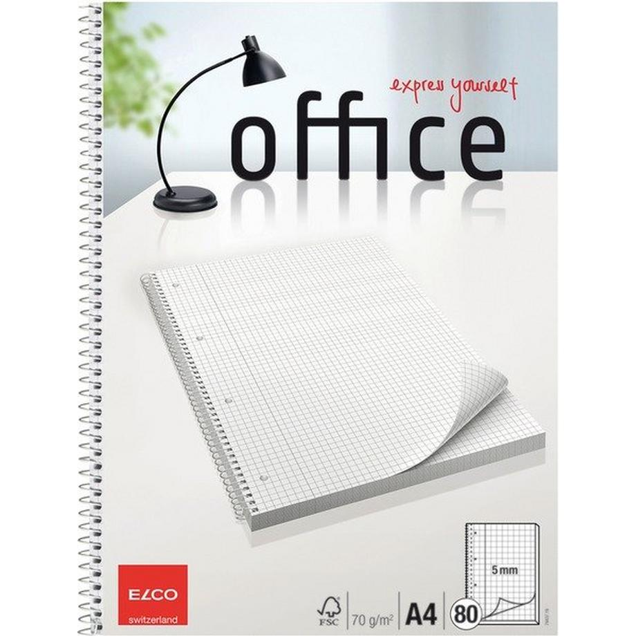 elco ELCO College Office kariert 5mm A4 74437.18 hochweiss, 70g 80 Blatt  