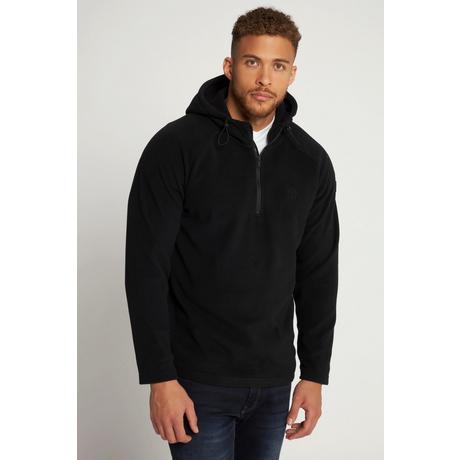 JP1880  Fleece-Hoodie, Kapuze, halber Zipper 