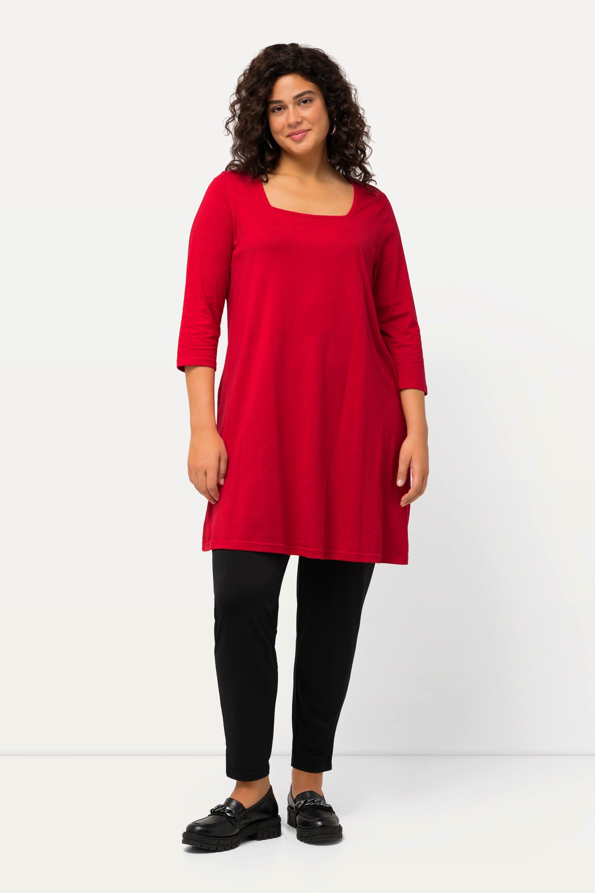 Ulla Popken  Longshirt, A-Linie, Carree-Ausschnitt, 3/4-Arm 