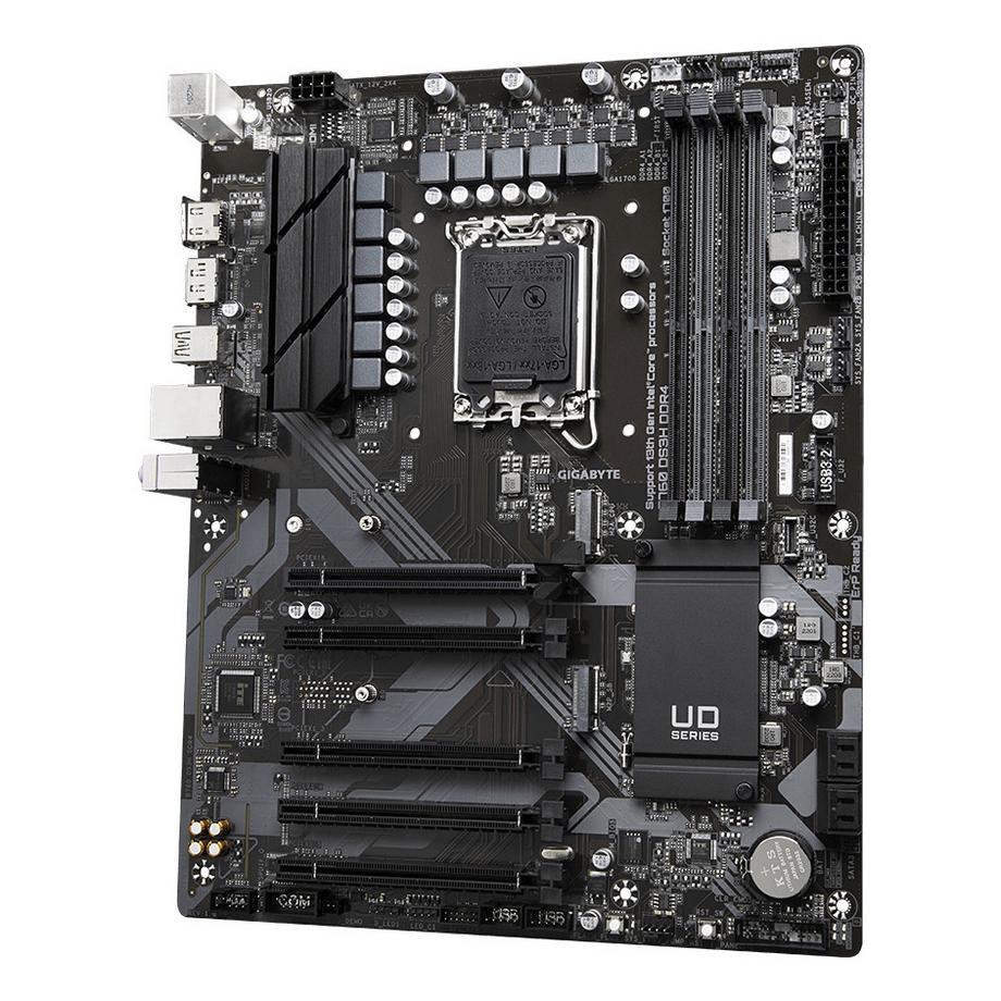 Gigabyte  B760 DS3H DDR4 Motherboard - Unterstützt Intel Core 14. Generation CPUs, 18+2+1 Phasen Digital VRM, bis zu 5333MHz DDR4 (OC), 2xPCIe 4.0 M.2, GbE LAN, USB 3.2 Gen 2 