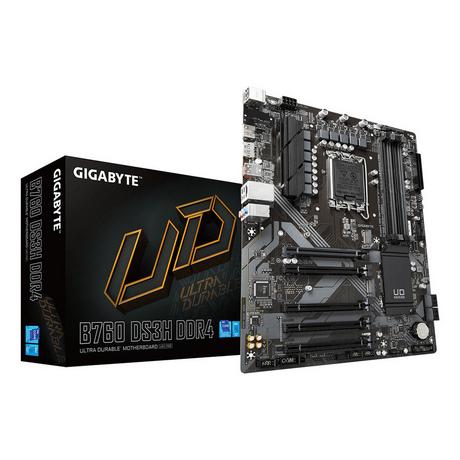 Gigabyte  B760 DS3H DDR4 Scheda Madre - Supporta CPU Intel Core di 14a generazione, VRM digitale a 18+2+1 fasi, fino a 5333MHz DDR4 (OC), 2xPCIe 4.0 M.2, GbE LAN, USB 3.2 Gen 2 