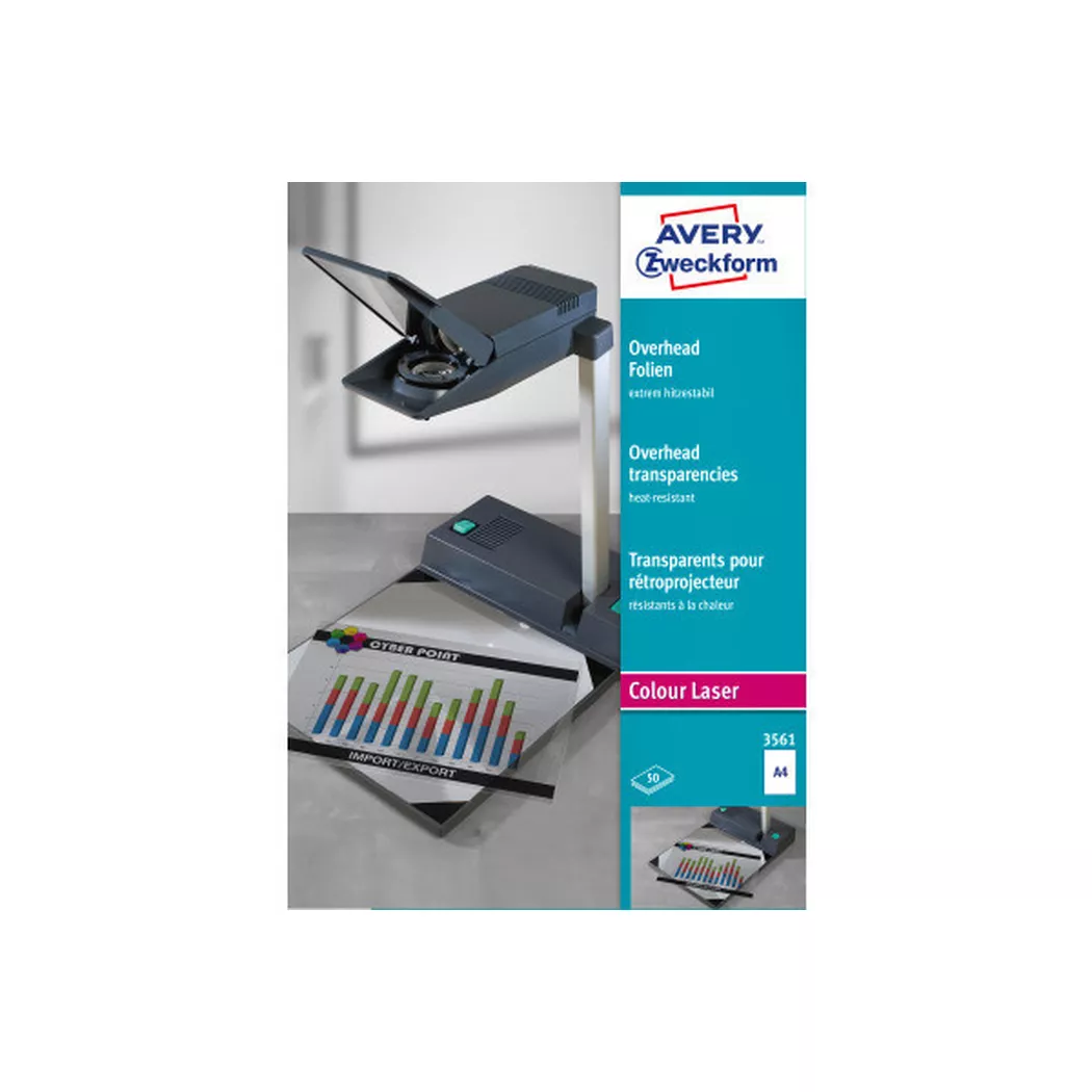 AVERY ZWECKFORM Film Overhead A4 3561 0.13mm Color Laser 50 flls.
