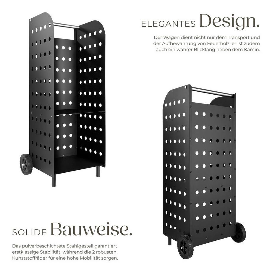 Tectake  Holzwagen  aus Stahl mit großen Kunststoffrädern und Edelstahlgriff 