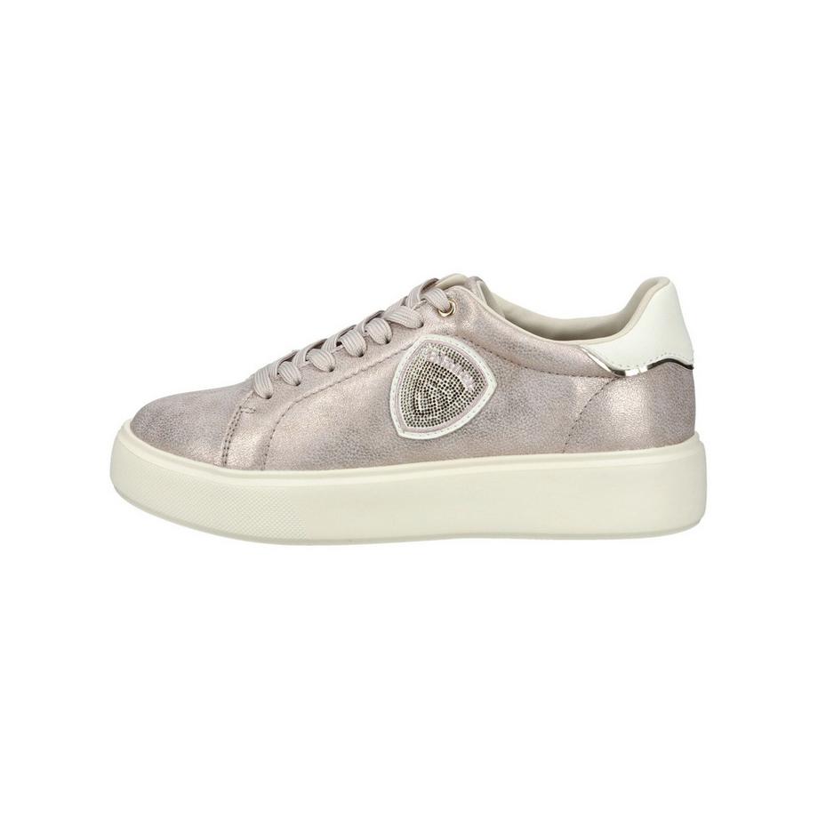 Blauer Sneaker métallique avec patch logo strass  