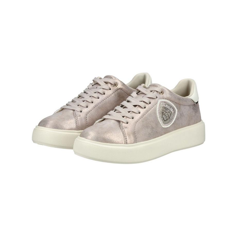 Blauer Sneaker métallique avec patch logo strass  