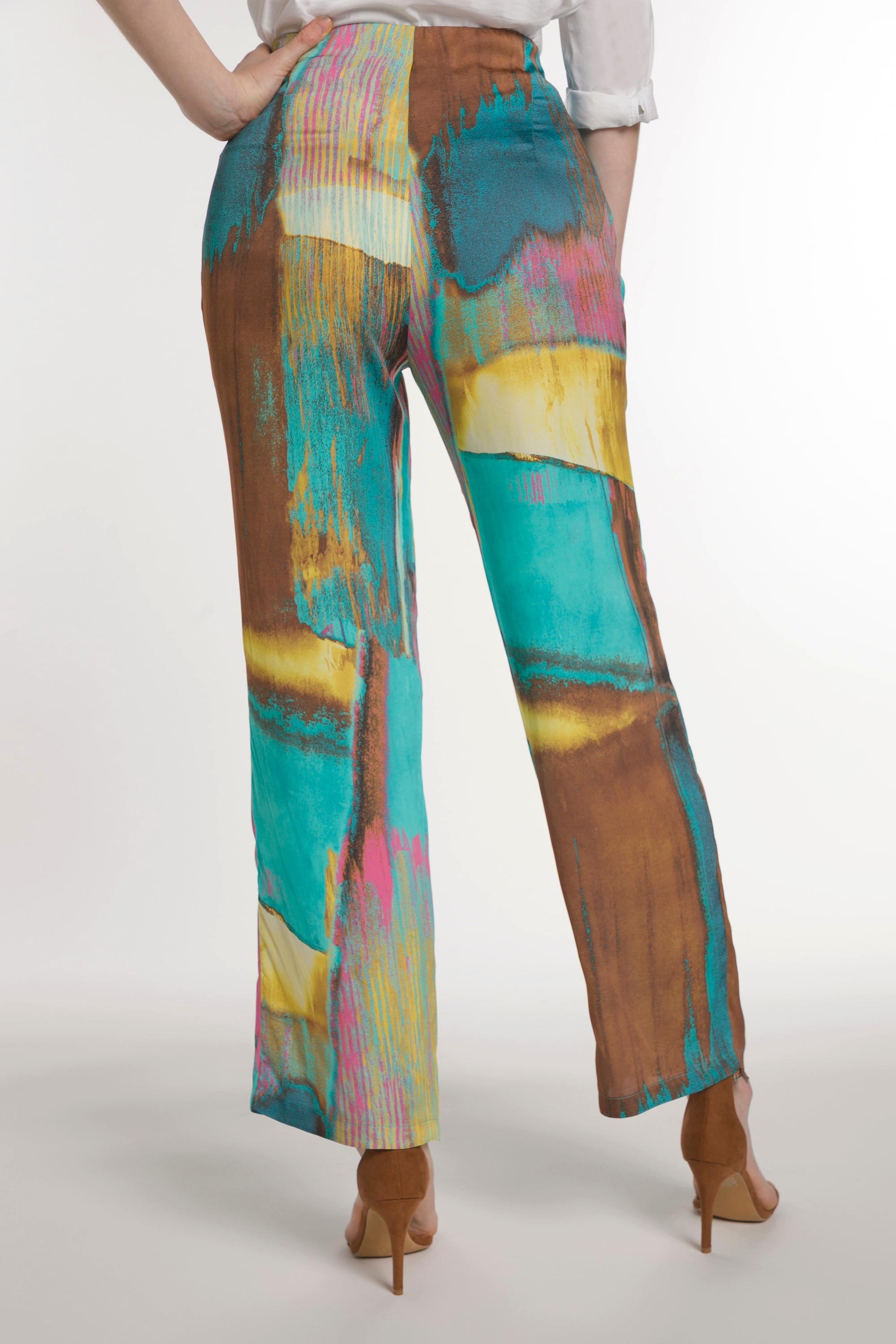 Ulla Popken  Pantalon Marlene, artwork, jambes larges et droites 