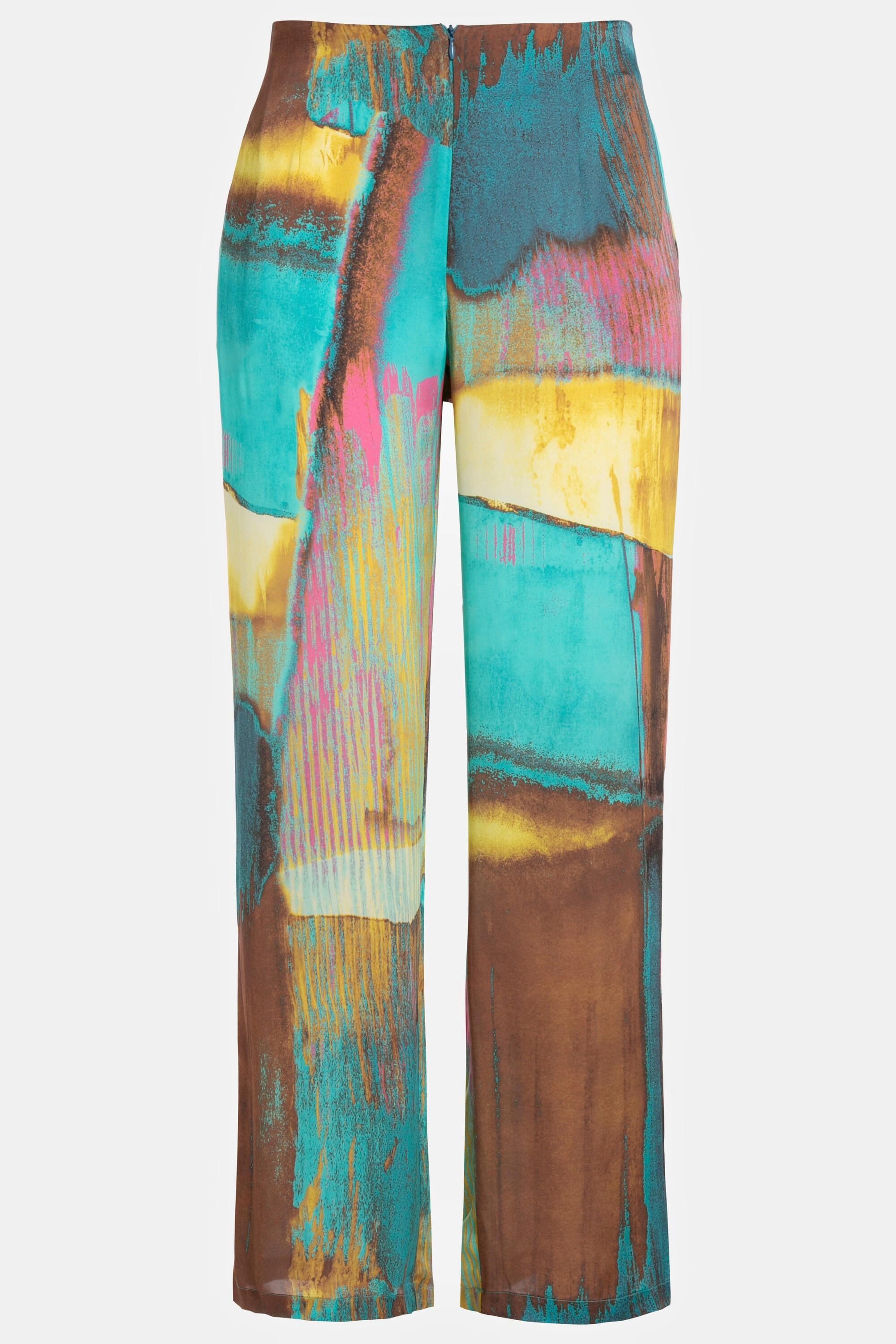 Ulla Popken  Pantalon Marlene, artwork, jambes larges et droites 