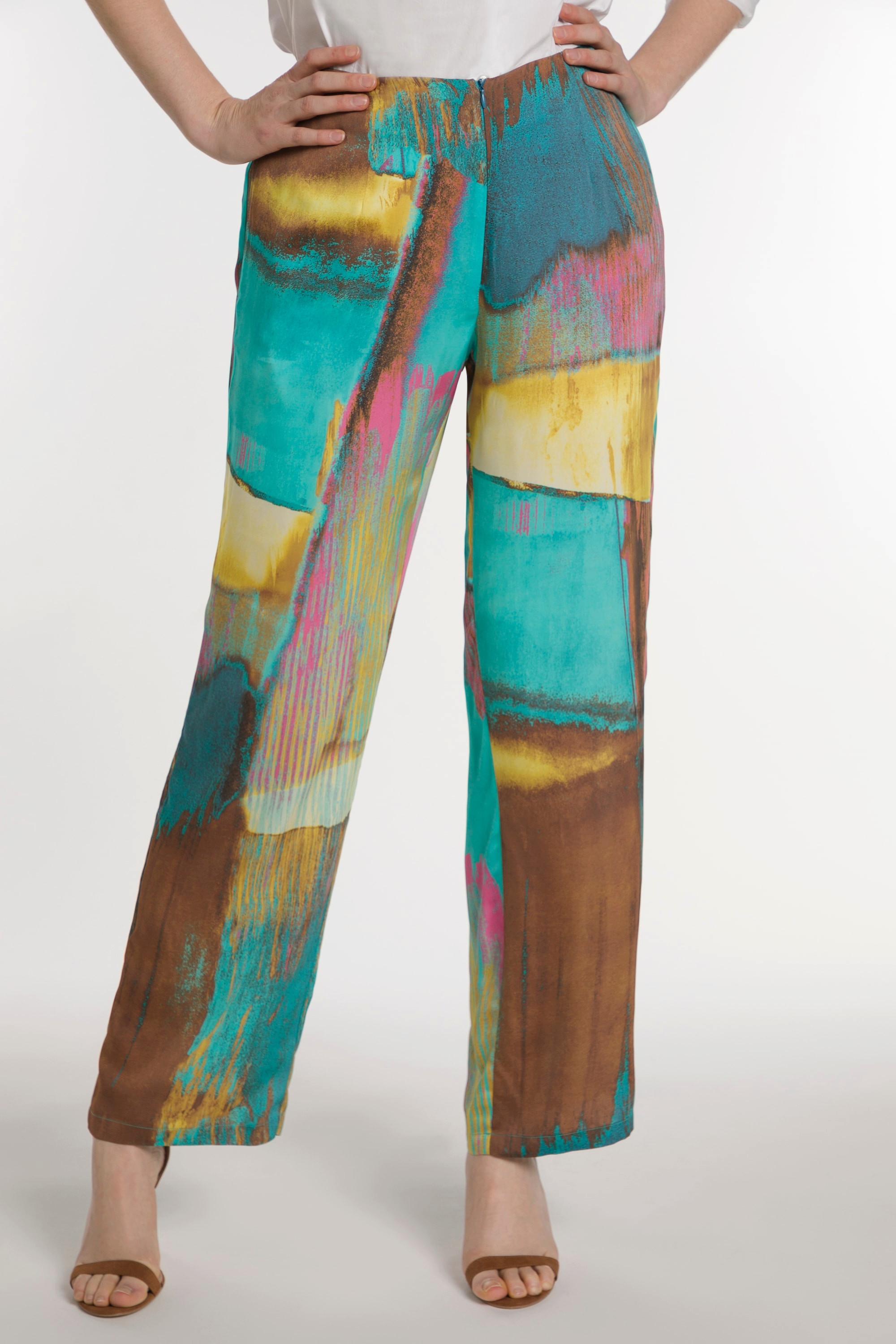 Ulla Popken  Pantalon Marlene, artwork, jambes larges et droites 