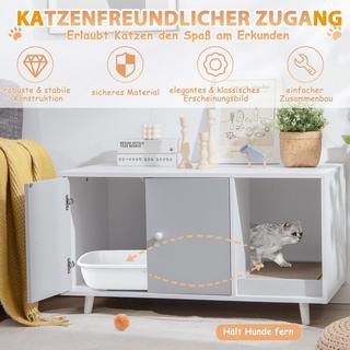 Northix  2 in 1 Beistelltisch & Katzenschrank mit Kratzbrett Katzentoilette Kaffeetisch 90 x 50 x 50 cm Grau 