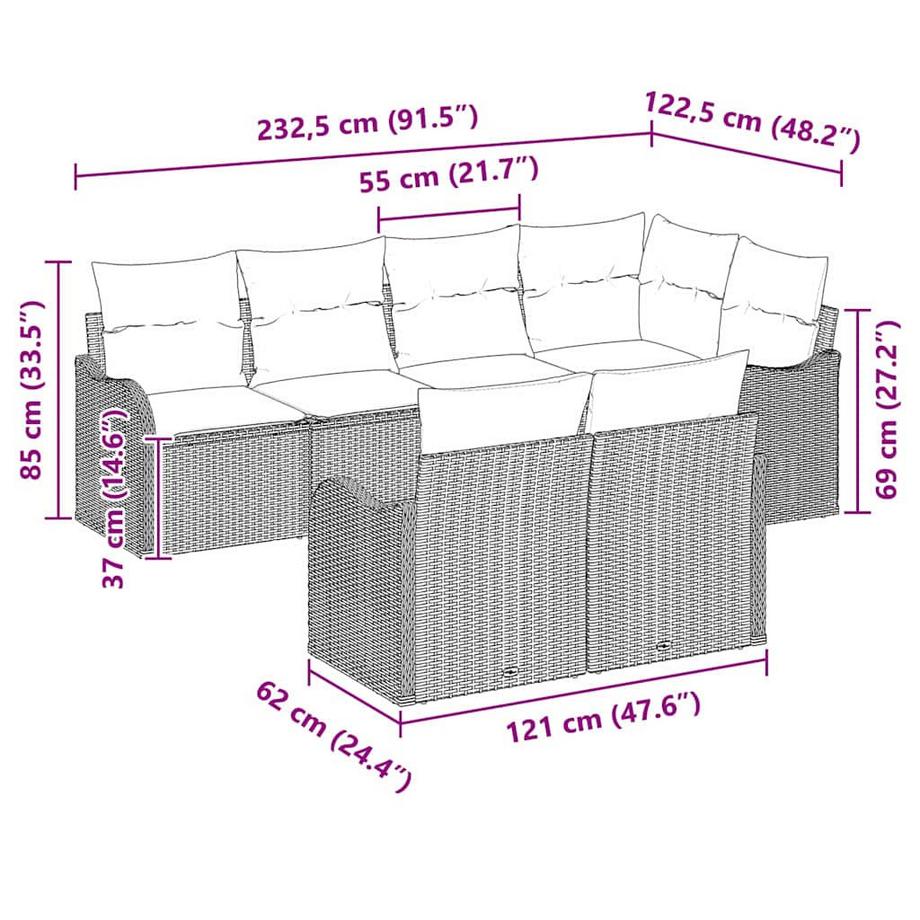 VidaXL Ensemble de canapé de jardin poly rattan  