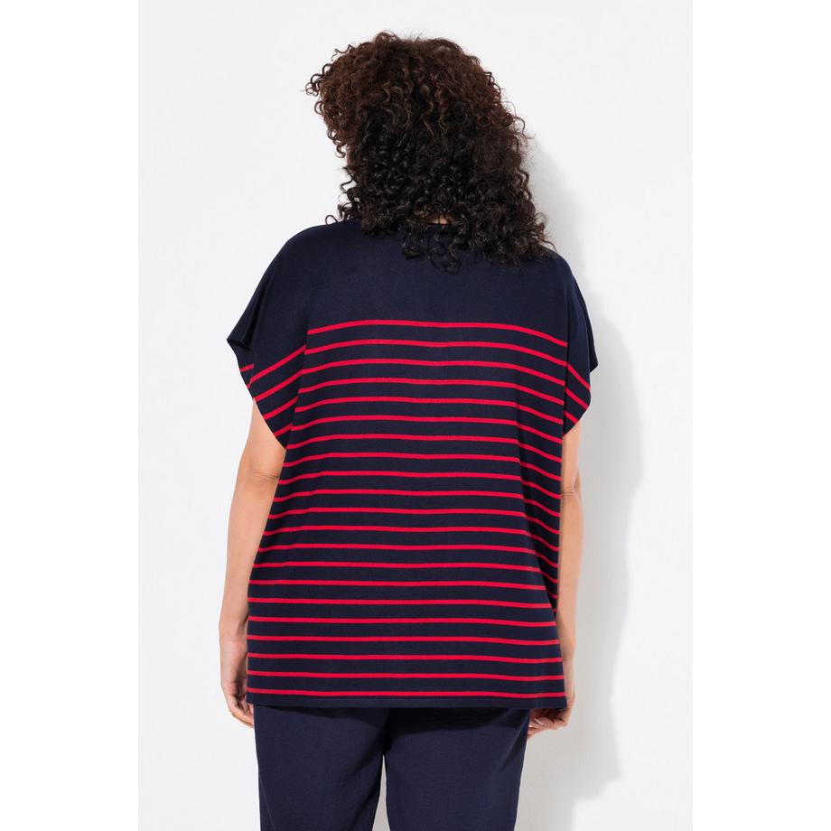 Ulla Popken Pullover Streifen Oversized Cape-Form Rundhals  