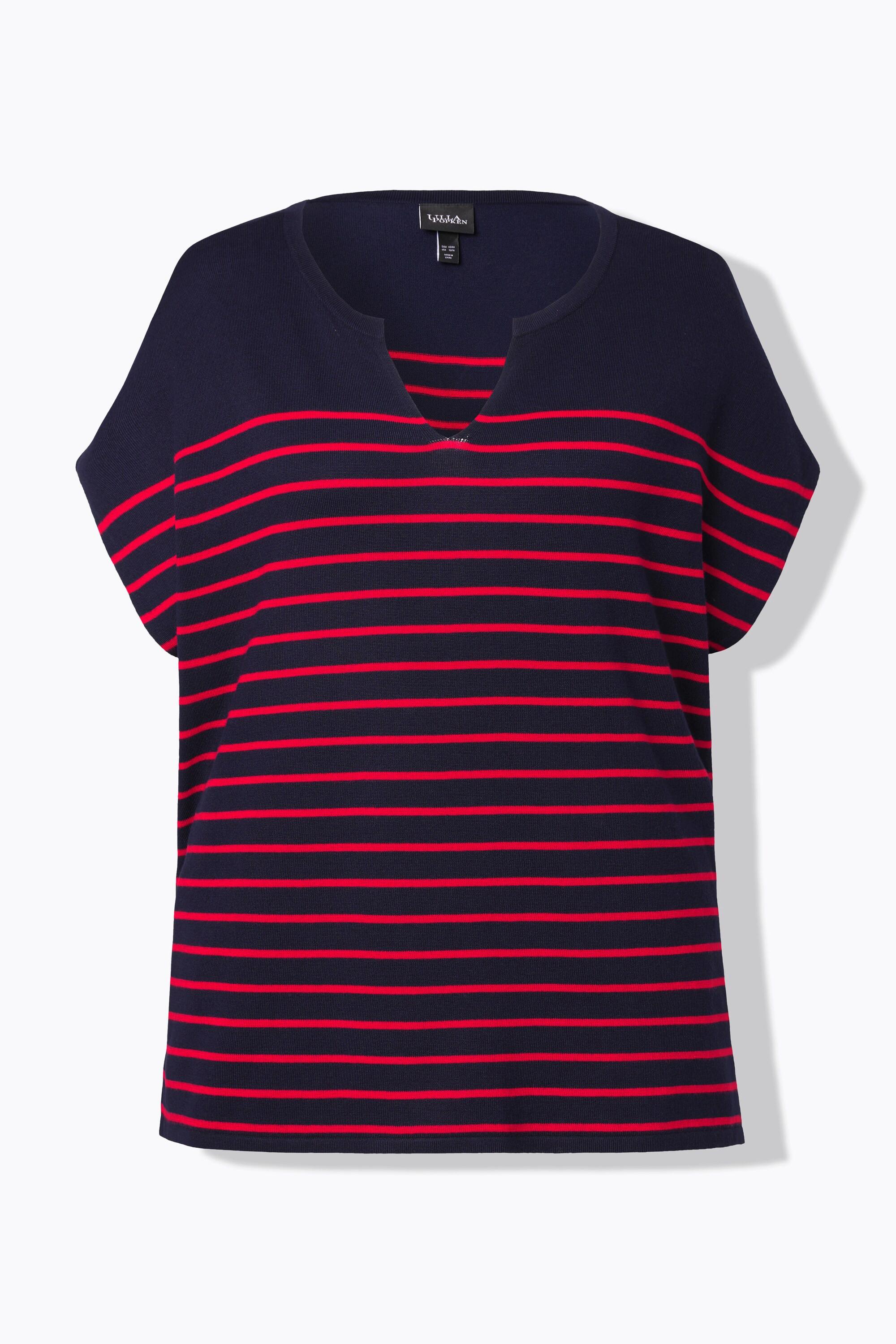 Ulla Popken Pullover Righe Oversize Taglio Mantella Scollo Girocollo  