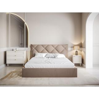 PASCAL MORABITO Lit coffre 160 x 200 cm - Velours - Beige - STARI de Pascal Morabito  