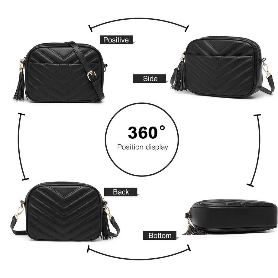 Only-bags.store Kleine Umhängetasche mit Quasten und Vordertasche  