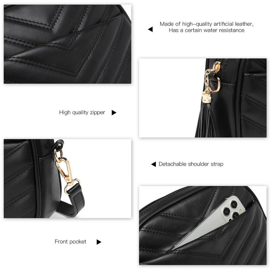 Only-bags.store Kleine Umhängetasche mit Quasten und Vordertasche  