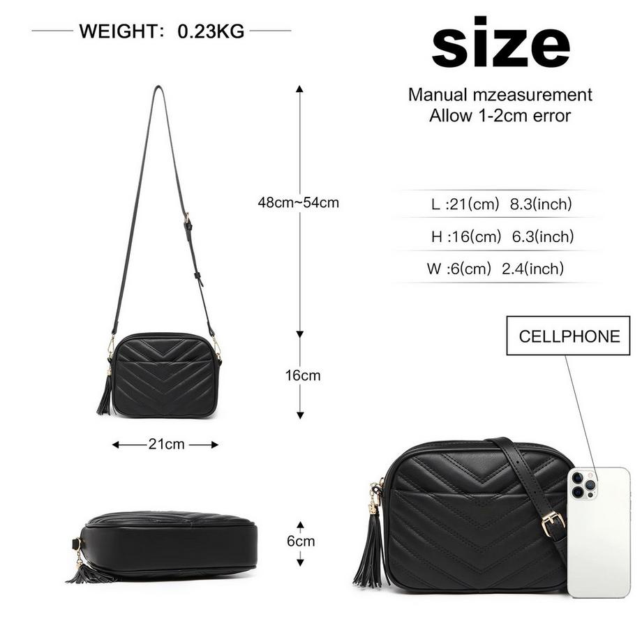 Only-bags.store Kleine Umhängetasche mit Quasten und Vordertasche  