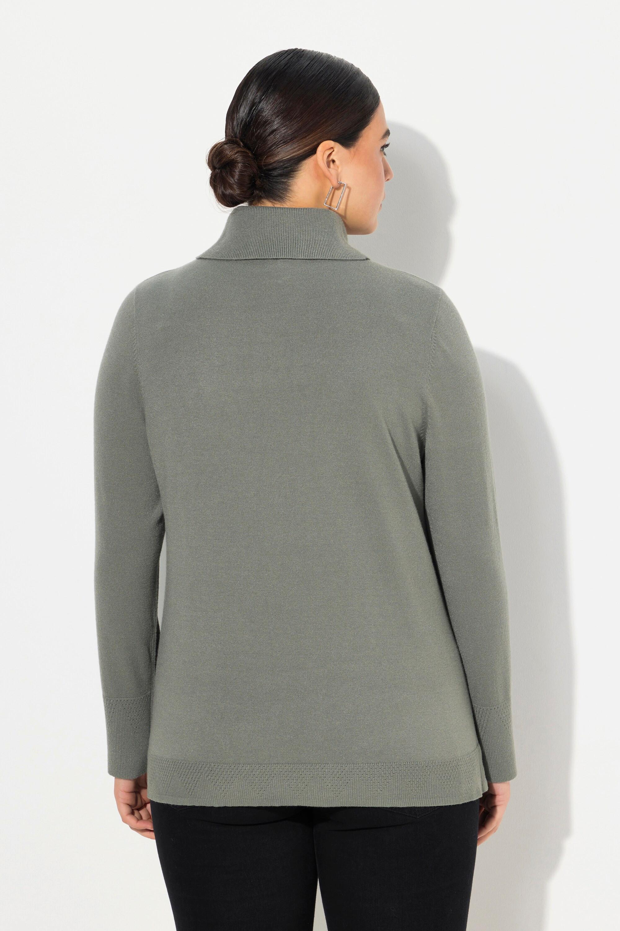 Ulla Popken  Rollkragenpullover, breite Rippbündchen, Langarm 