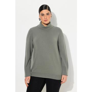 Rollkragenpullover, breite Rippbündchen, Langarm