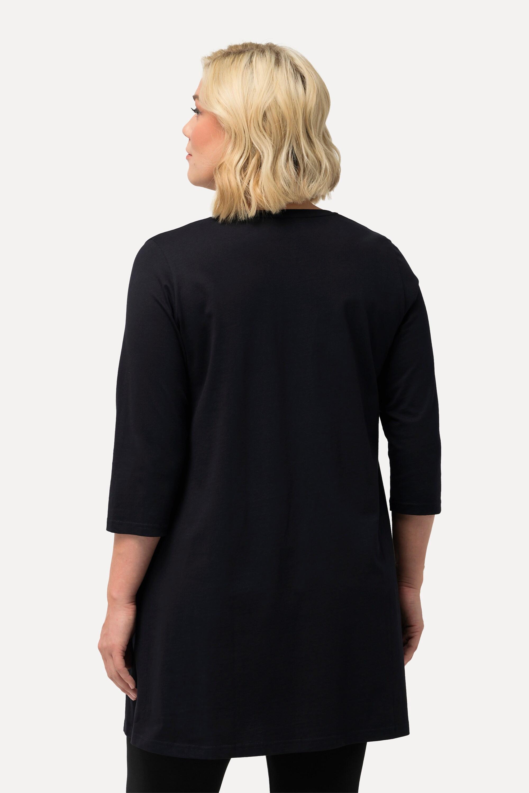 Ulla Popken  Longshirt, Ziernähte, A-Linie, V-Ausschnitt, 3/4-Arm 