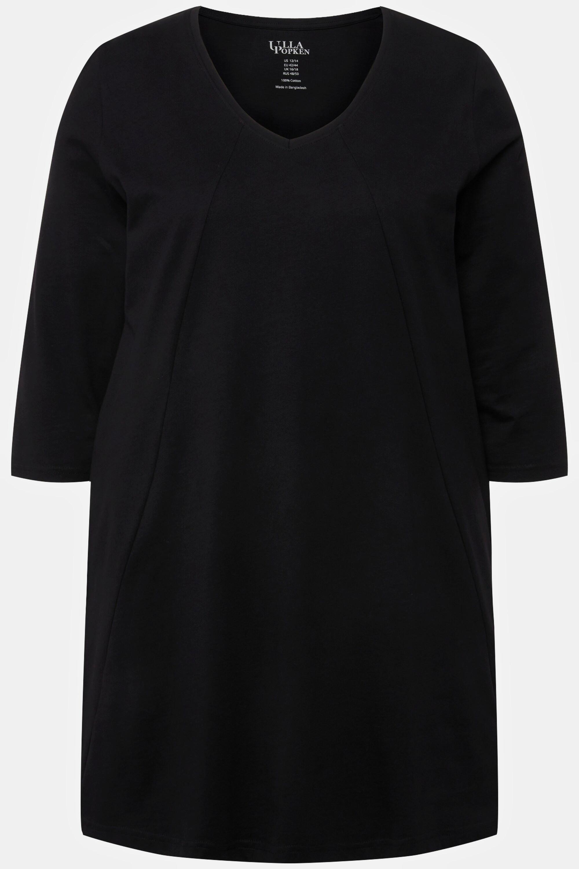 Ulla Popken  Longshirt, Ziernähte, A-Linie, V-Ausschnitt, 3/4-Arm 