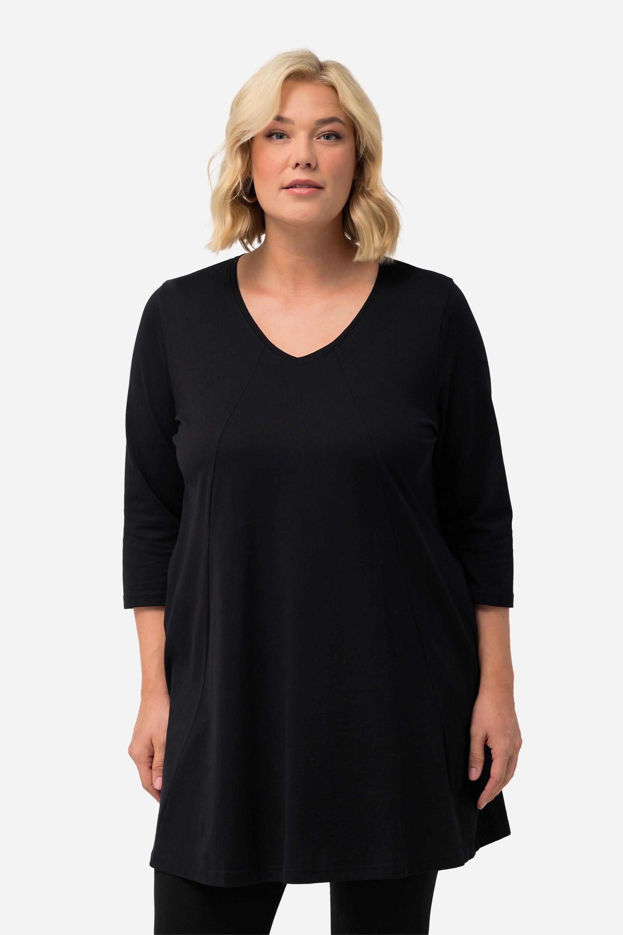 Ulla Popken  Longshirt, Ziernähte, A-Linie, V-Ausschnitt, 3/4-Arm 