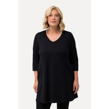 Longshirt, Ziernähte, A-Linie, V-Ausschnitt, 3/4-Arm