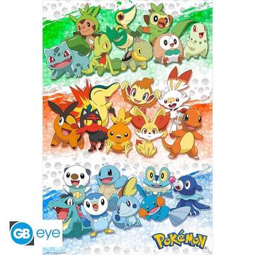 Poster - Gerollt und mit Folie versehen - Pokemon - Erste Partner