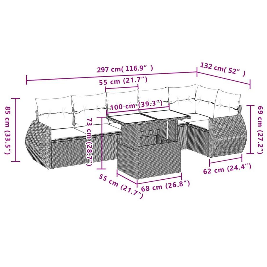 VidaXL Ensemble de canapés de jardin rotin synthétique  