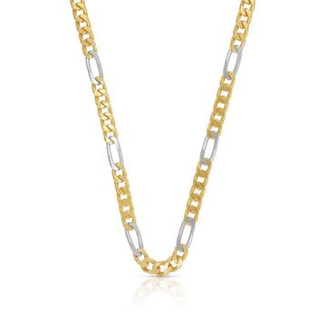 Collier figaro bicolore or jaune/or blanc 750, 4,4mm, 42cm