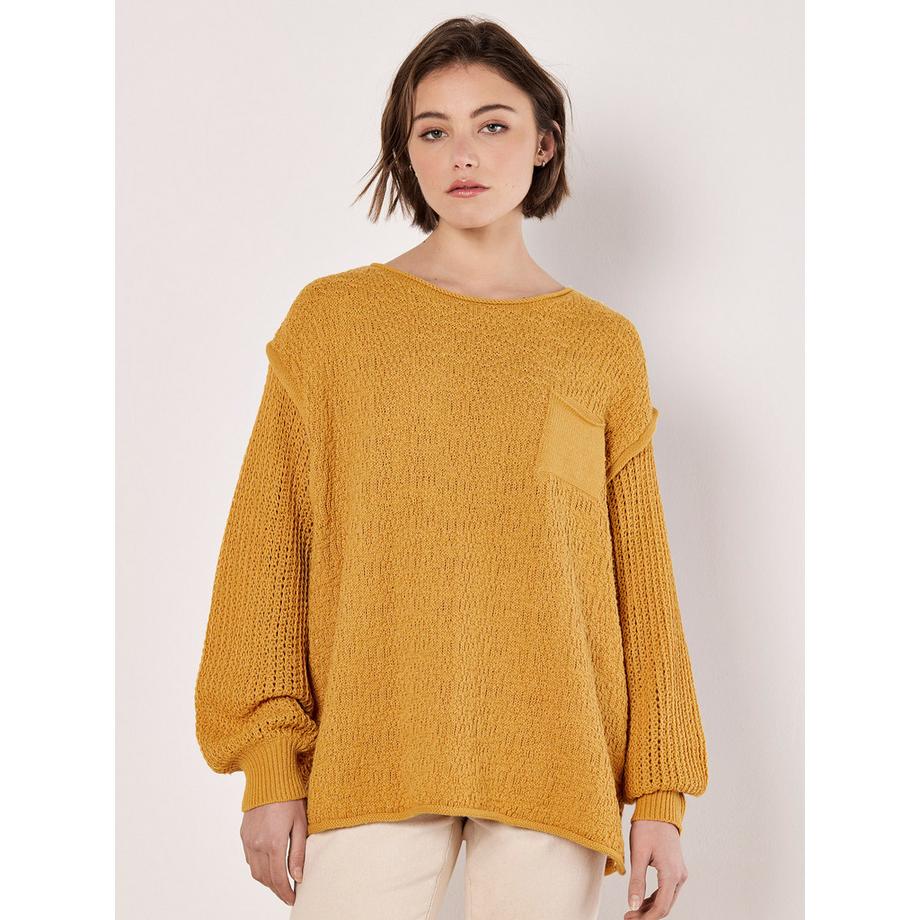 APRICOT Maglione Oversize a Maglia Strutturata con Tasca Applicata  