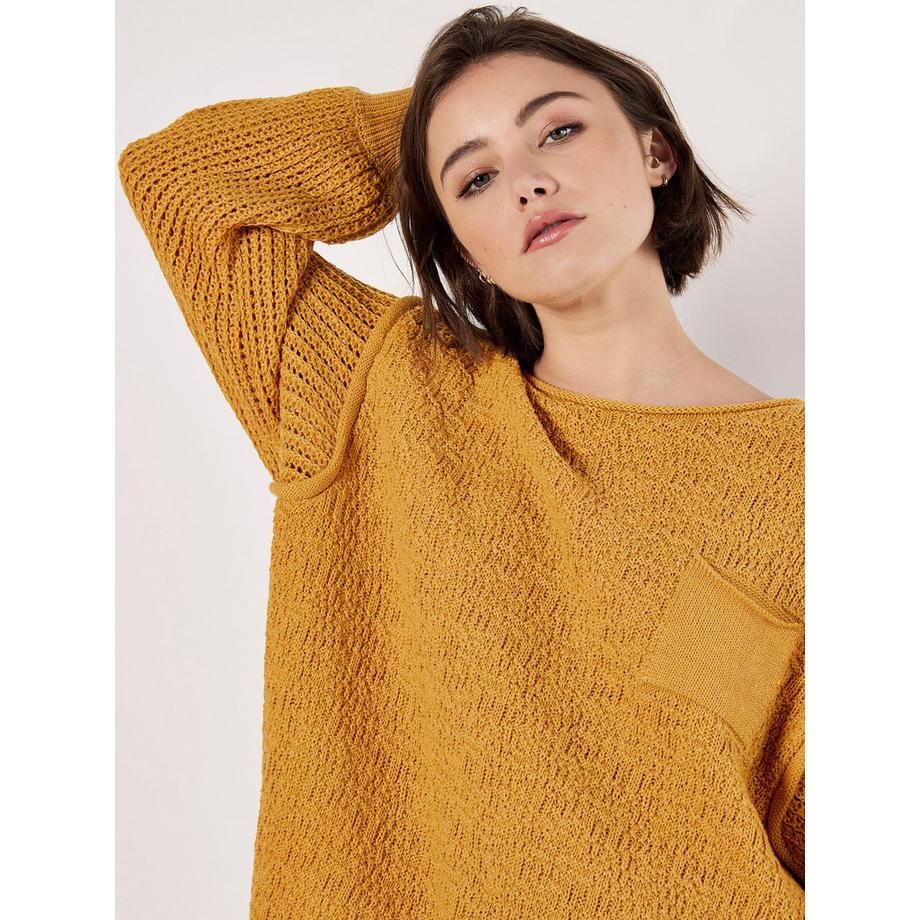 APRICOT Maglione Oversize a Maglia Strutturata con Tasca Applicata  