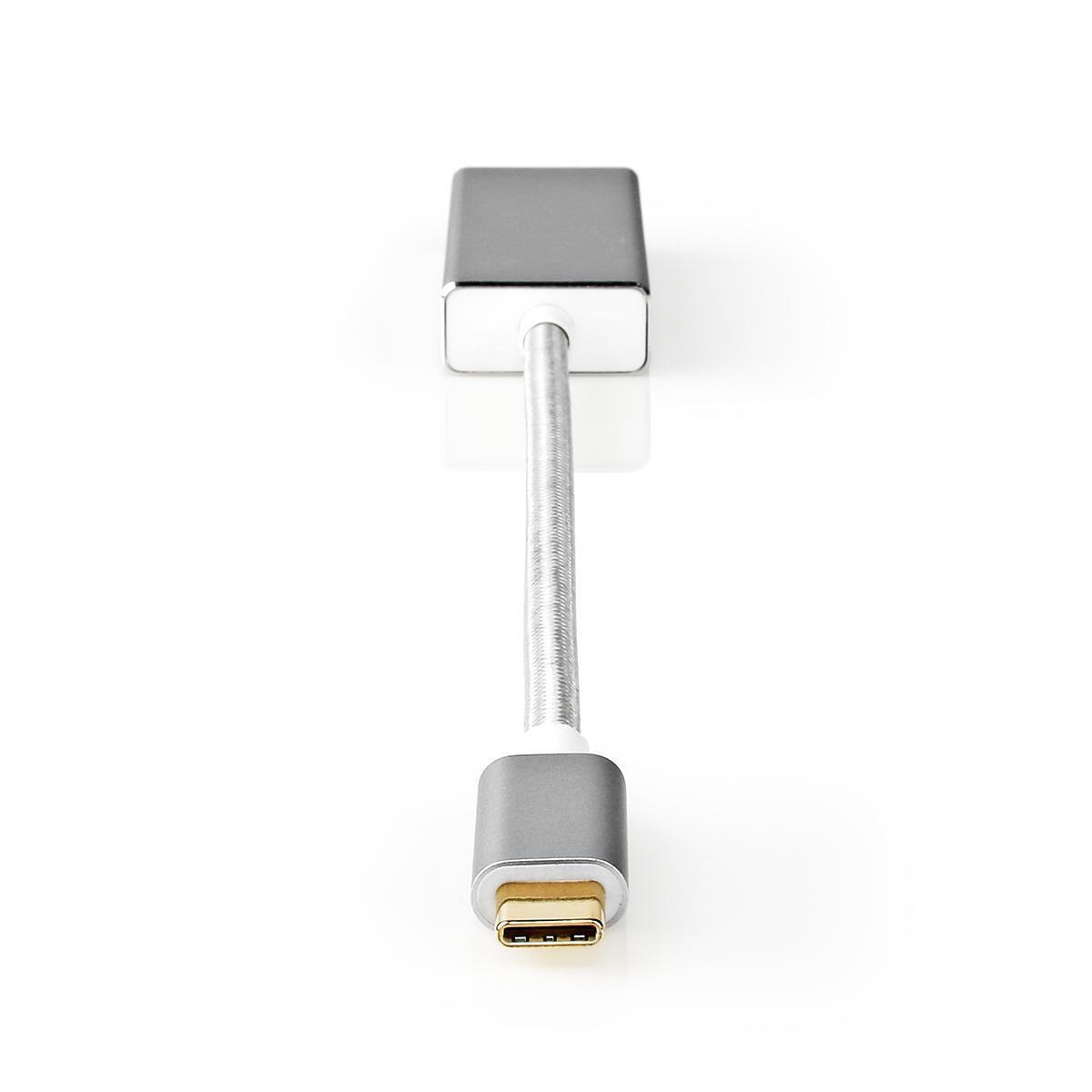 Nedis  Adaptateur USB-C™ | USB 3.2 Gen 1 | USB-C™ mâle | Mini DisplayPort femelle | 0,20 m | Rond | Plaqué or | Tressé / Nylon | Argent | Boîte en carton avec fenêtre couverte. 
