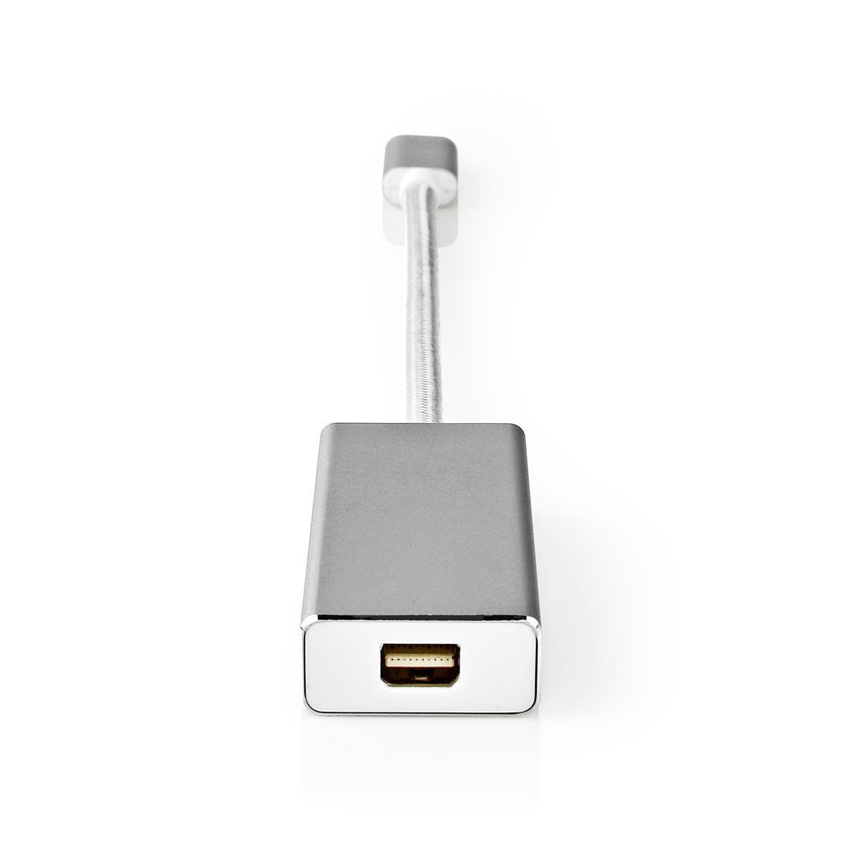 Nedis  USB-C™ Adapter | USB 3.2 Gen 1 | USB-C™ Stecker | Mini DisplayPort Buchse | 0,20 m | Rund | Vergoldet | Geflochten / Nylon | Silber | Karton mit abgedecktem Fenster. 