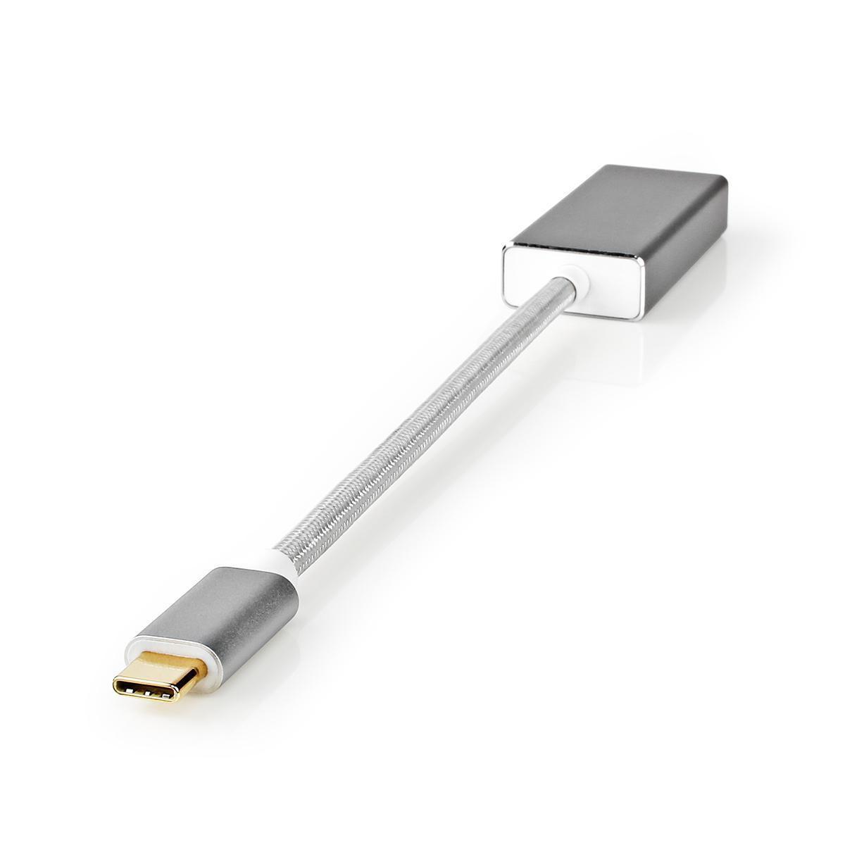 Nedis  USB-C™ Adapter | USB 3.2 Gen 1 | USB-C™ Stecker | Mini DisplayPort Buchse | 0,20 m | Rund | Vergoldet | Geflochten / Nylon | Silber | Karton mit abgedecktem Fenster. 