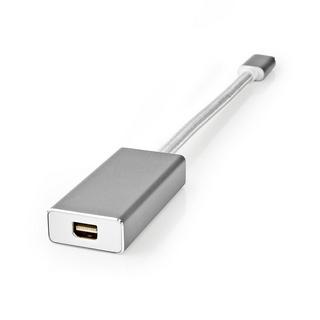 Nedis  USB-C™ Adapter | USB 3.2 Gen 1 | USB-C™ Stecker | Mini DisplayPort Buchse | 0,20 m | Rund | Vergoldet | Geflochten / Nylon | Silber | Karton mit abgedecktem Fenster. 