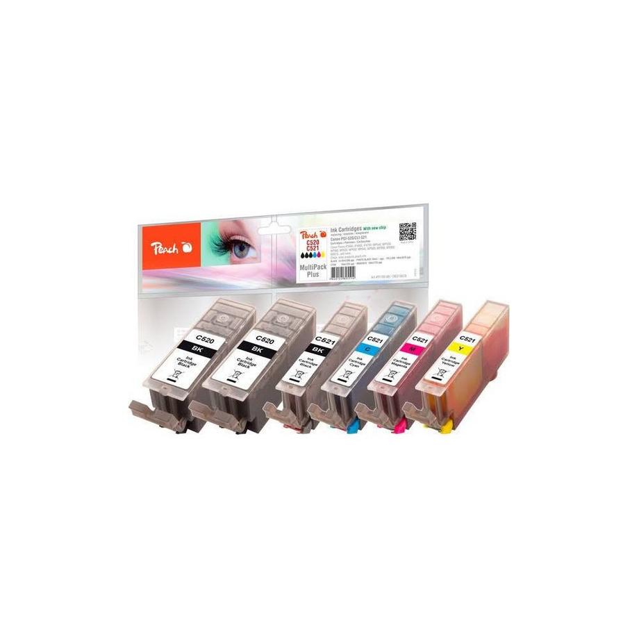 Peach  Tinte Canon Combi Pack Plus m. Chip XL-Füllung CLI-521, 3xPGI-520 