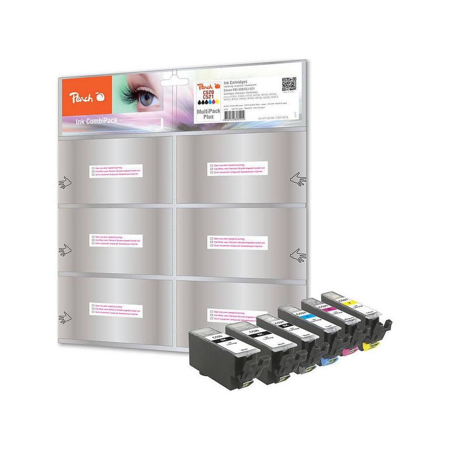 Peach  Tinte Canon Combi Pack Plus m. Chip XL-Füllung CLI-521, 3xPGI-520 
