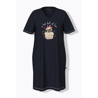 Ulla Popken Camicia da Notte Stampa Piazzata Scollo a V Mezza Manica  