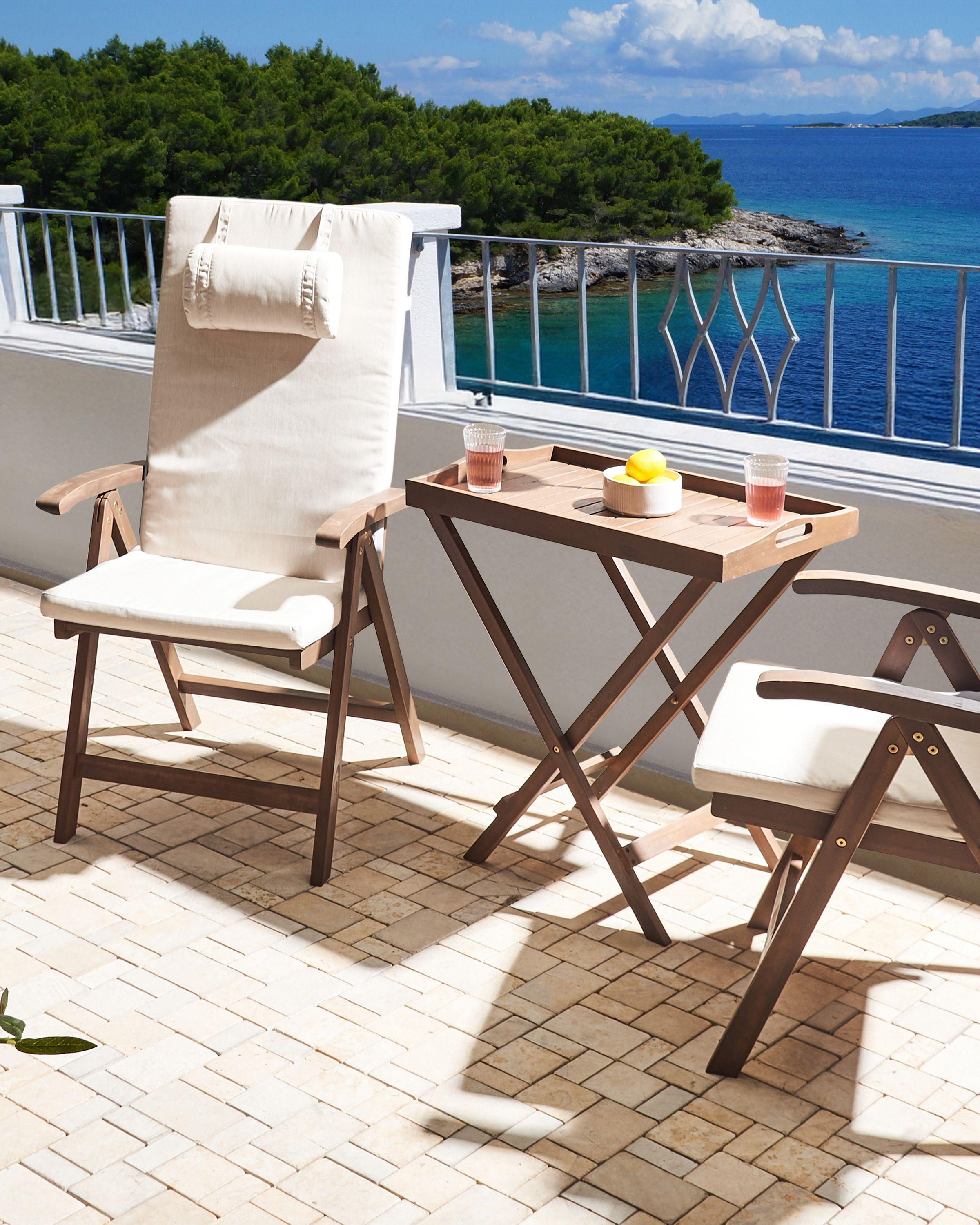 Beliani Set di 2 sedie da giardino con cuscini en Legno d'acacia Classico AMANTEA PREMIUM  