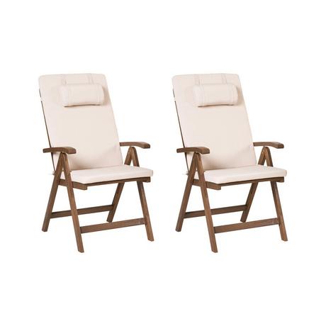 Beliani Set di 2 sedie da giardino con cuscini en Legno d'acacia Classico AMANTEA PREMIUM  